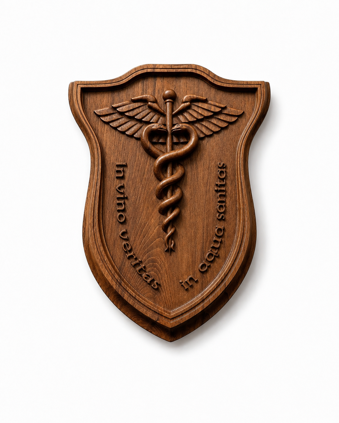 Caduceus Medical Symbol Wood Carving | Handmade Beech Wood CNC Medical Wall Art