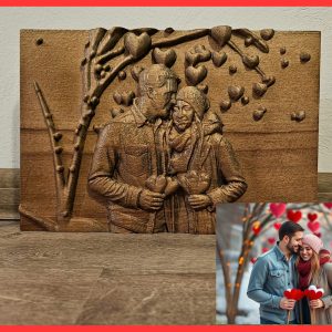 3D дървен портрет по снимка – CNC дърворезба