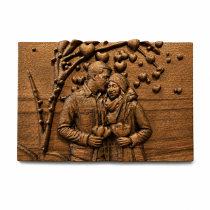 Romantic Couple Wood Carving | Personalized 3D Relief Portrait | Luxury Love Gift