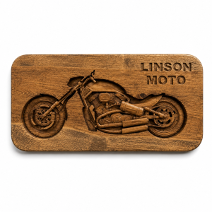 LINSON MOTO Wooden Motorcycle Wall Art | Handmade CNC Biker Decor | Personalized Motorcycle Carving