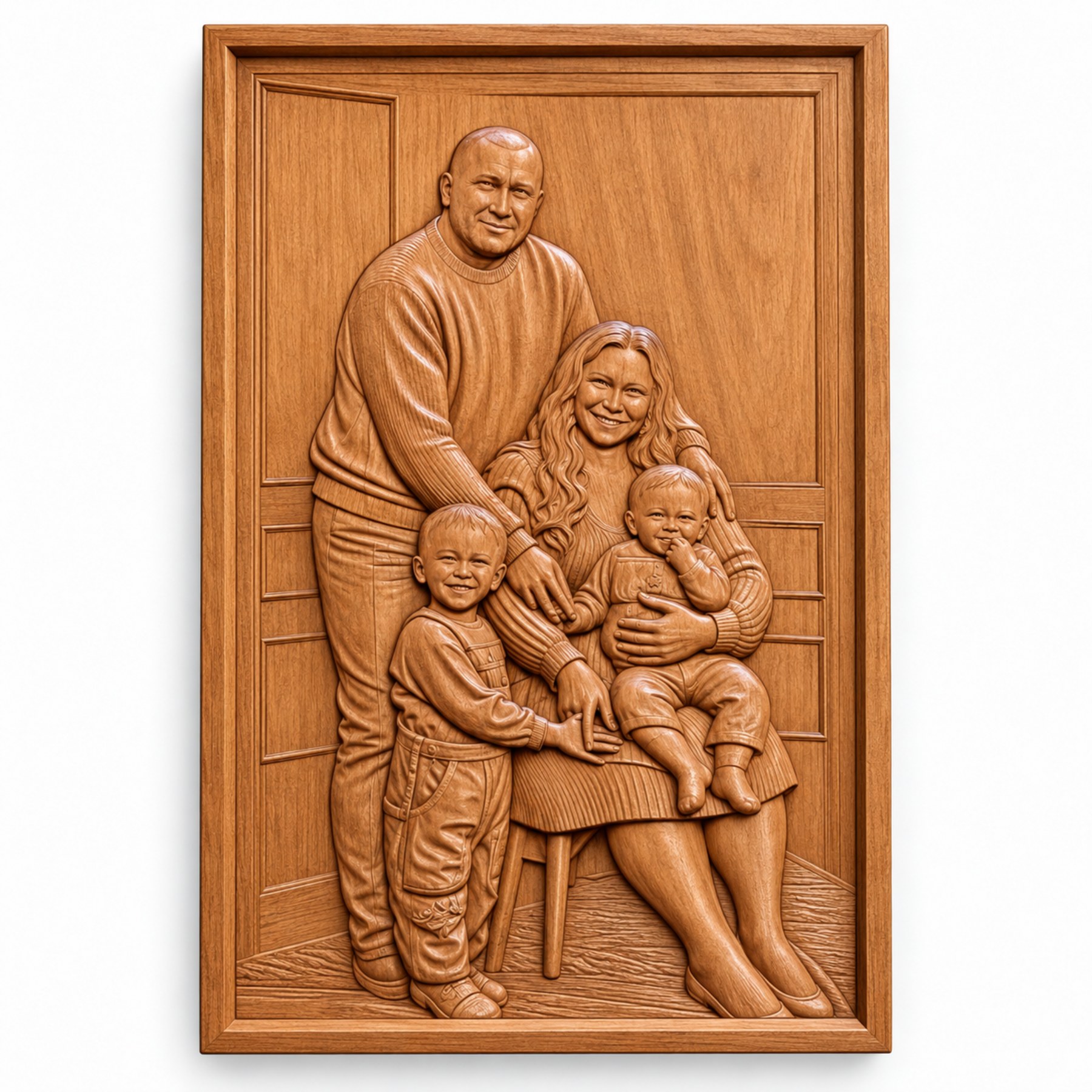 Romantic Couple Wood Carving | Personalized 3D Relief Portrait | Luxury Love Gift - Image 3