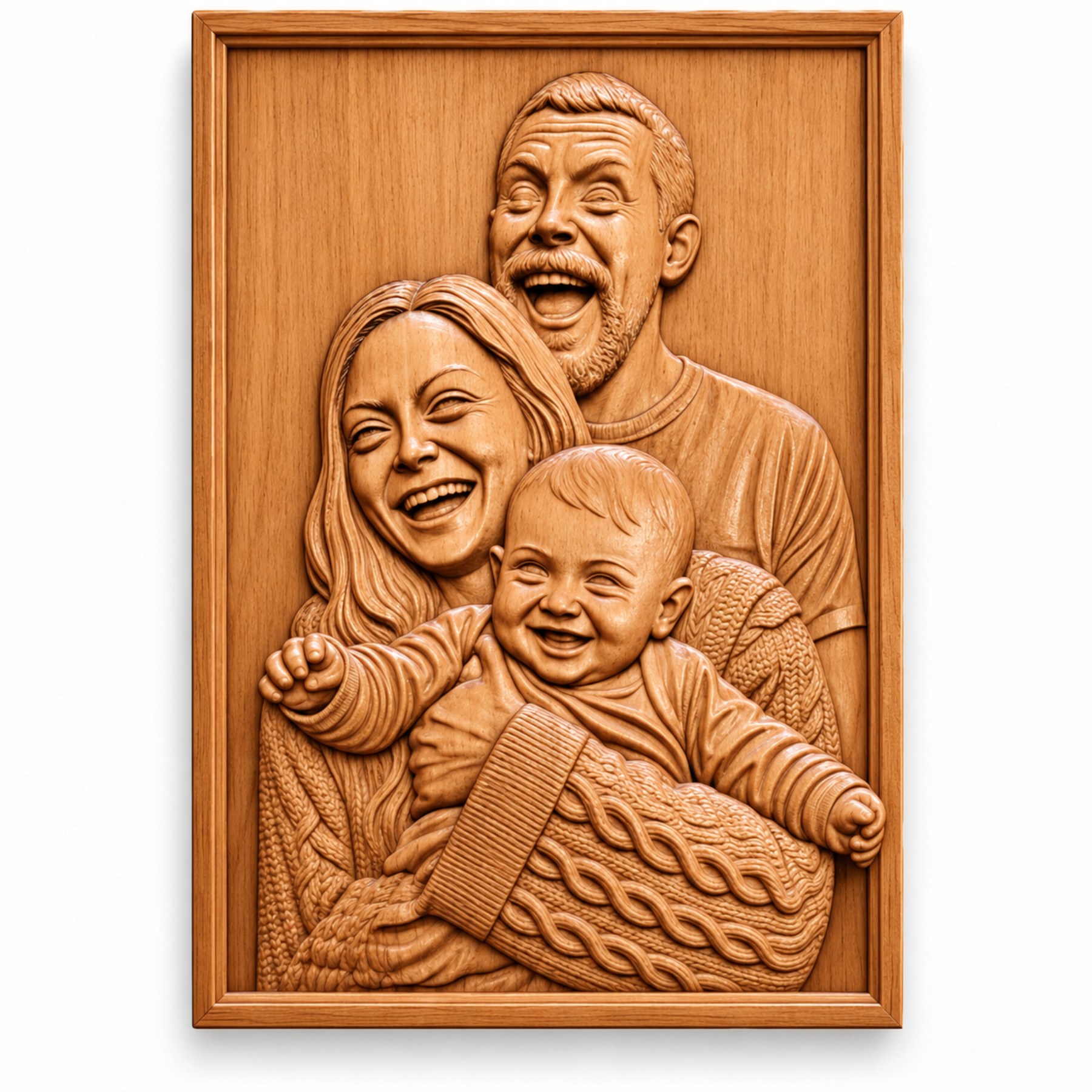 Romantic Couple Wood Carving | Personalized 3D Relief Portrait | Luxury Love Gift - Image 4