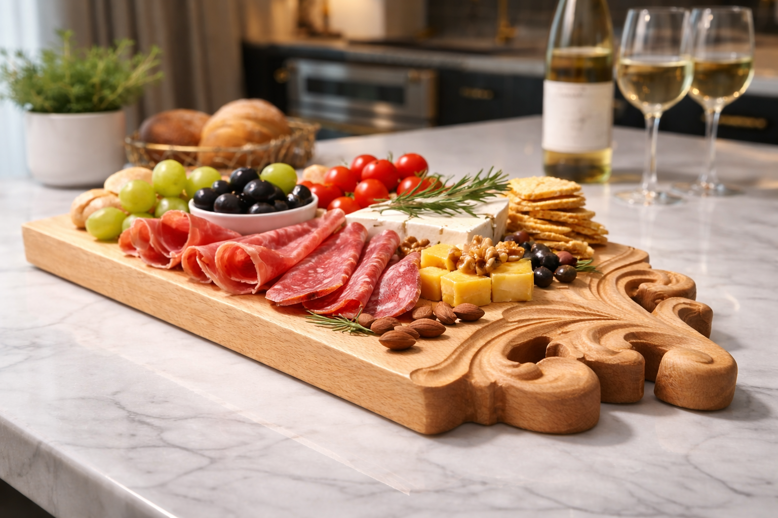 Luxury Beech Wood Serving Board | Handmade Charcuterie Board | CNC Carved Wooden Cheese Board - Image 9