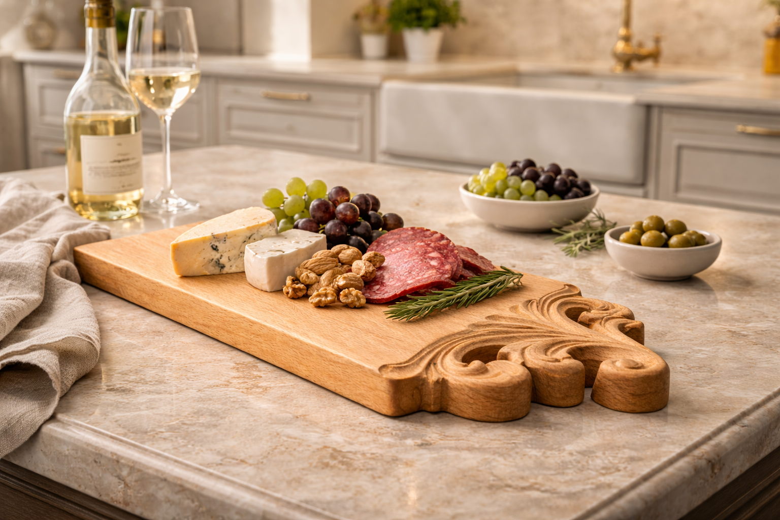 Luxury Beech Wood Serving Board | Handmade Charcuterie Board | CNC Carved Wooden Cheese Board - Image 8