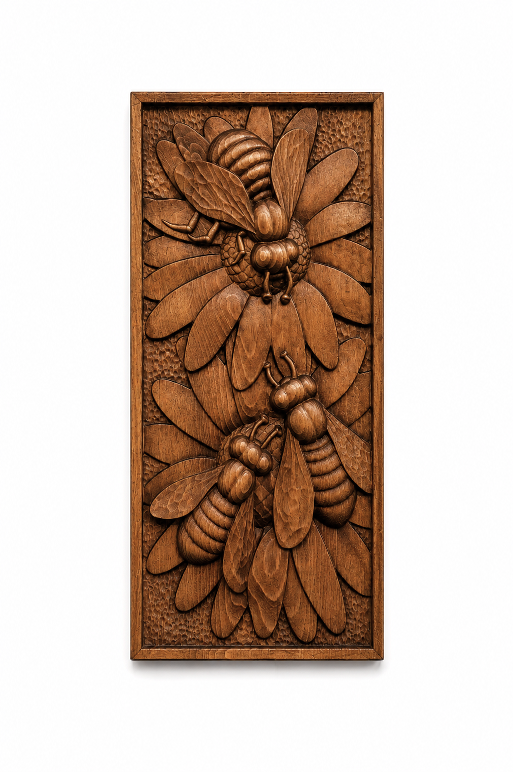 Пчели и Цветя Дърворезба от Масивен Бук | Handmade CNC Природно Пано