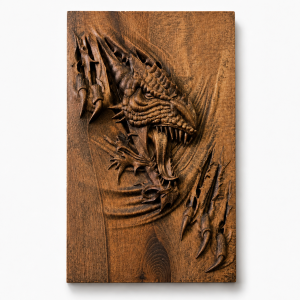 Dragon Wood Carving | Handmade Beech Wood Fantasy Wall Art | CNC Panel