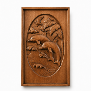 “Ocean Harmony” – Dolphin Wooden Wall Art