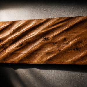 natural beech wood wall panel with organic carved relief