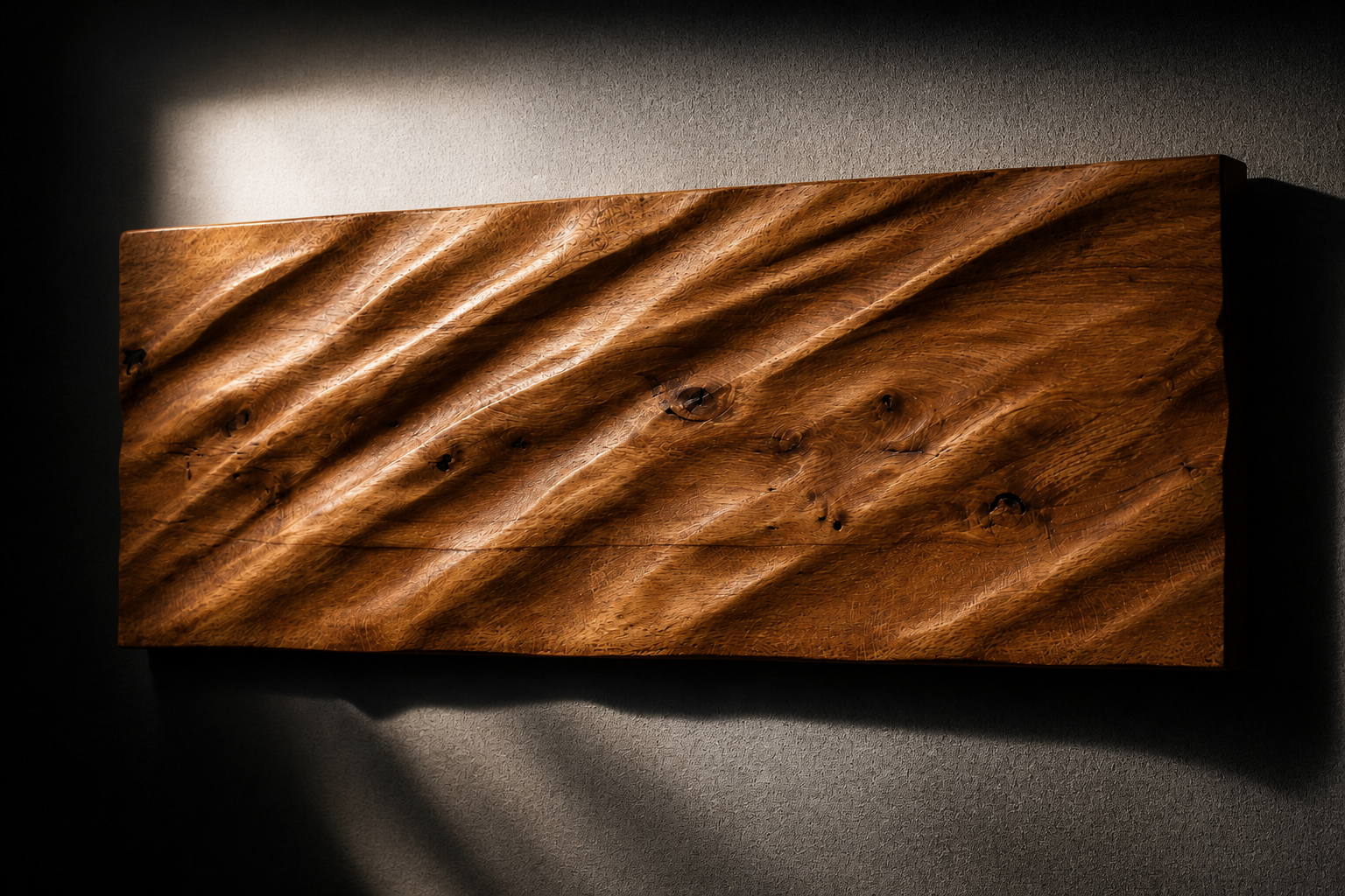 natural beech wood wall panel with organic carved relief