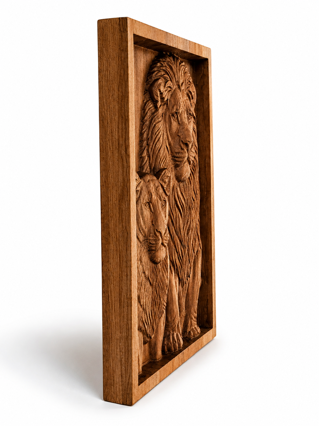 Woodcarved panel of lions - Image 5