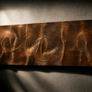 abstract wood wall panel with wave relief texture