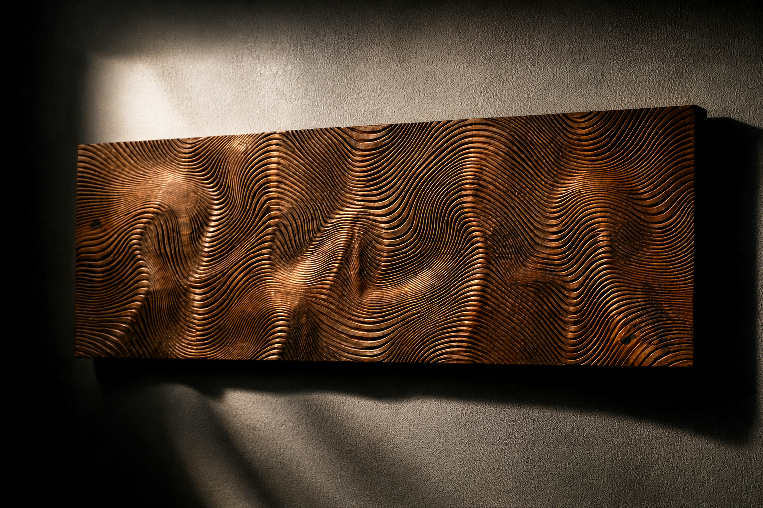 abstract wood wall panel with wave relief texture