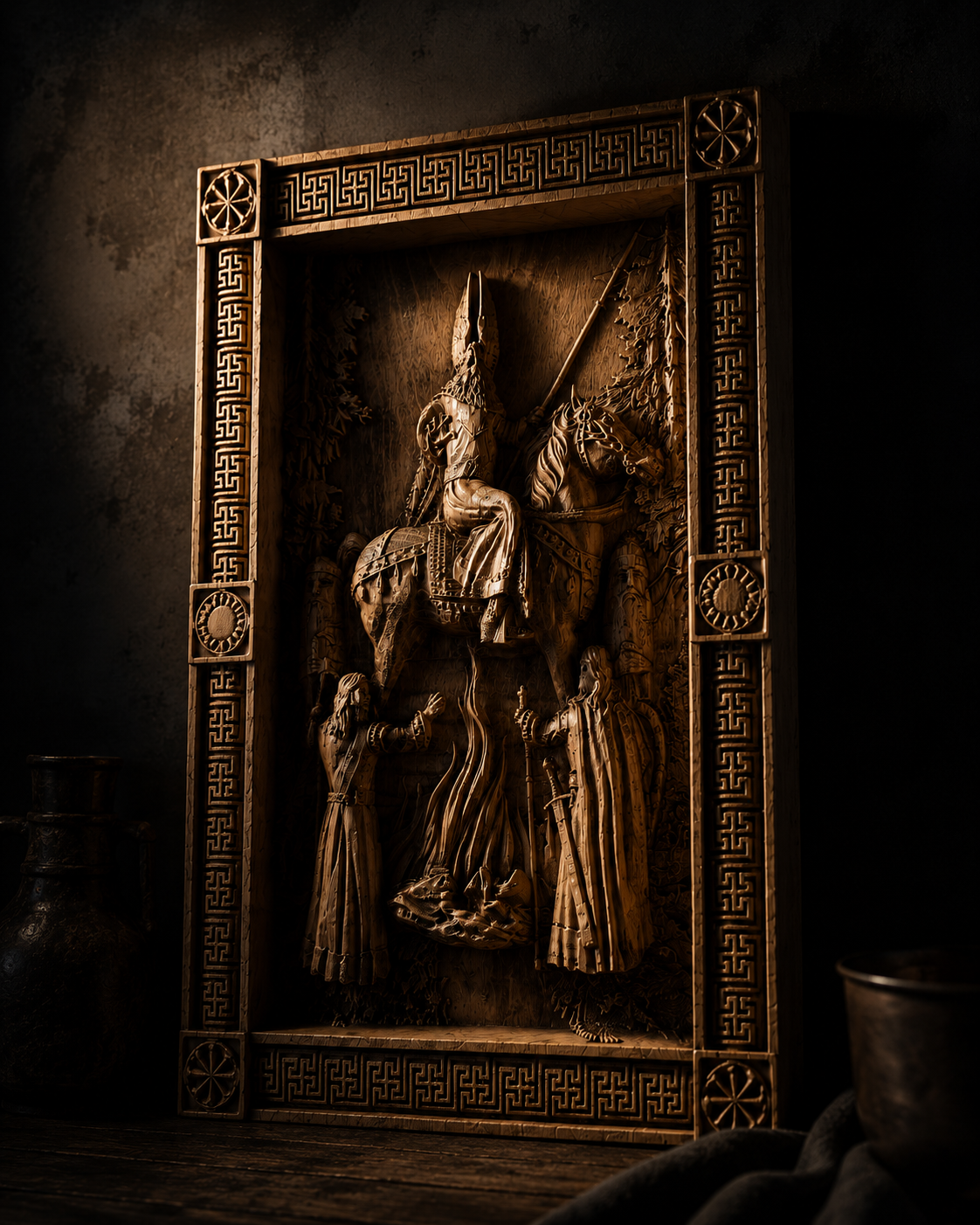 Odin on Horseback – Beech Wood Carving - Image 6