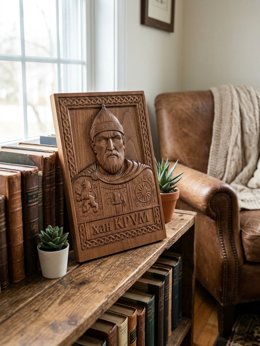 Khan Krum Wood Carving | Bulgarian Historical Wall Art | Handmade Beech Wood Panel - Image 7