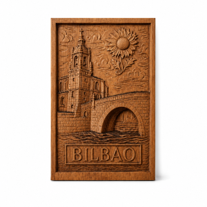 Bilbao Wooden Wall Art | Handmade CNC Wood Carving | Spain Inspired Relief Deco