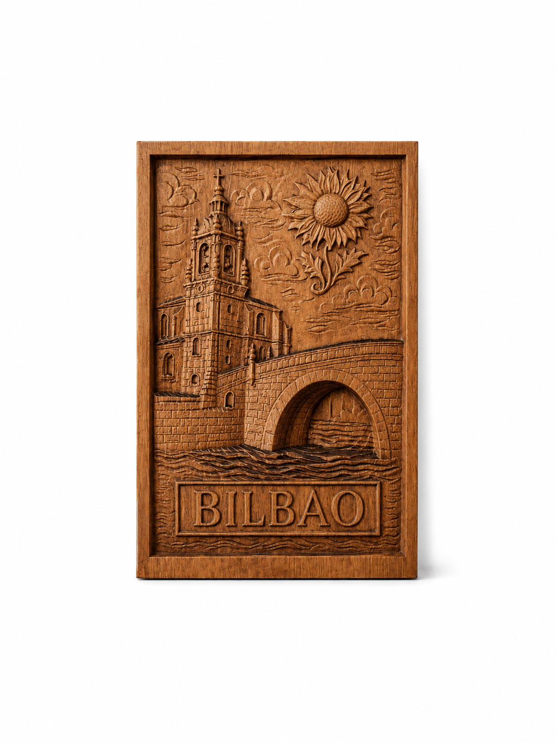Bilbao Wooden Wall Art | Handmade CNC Wood Carving | Spain Inspired Relief Deco