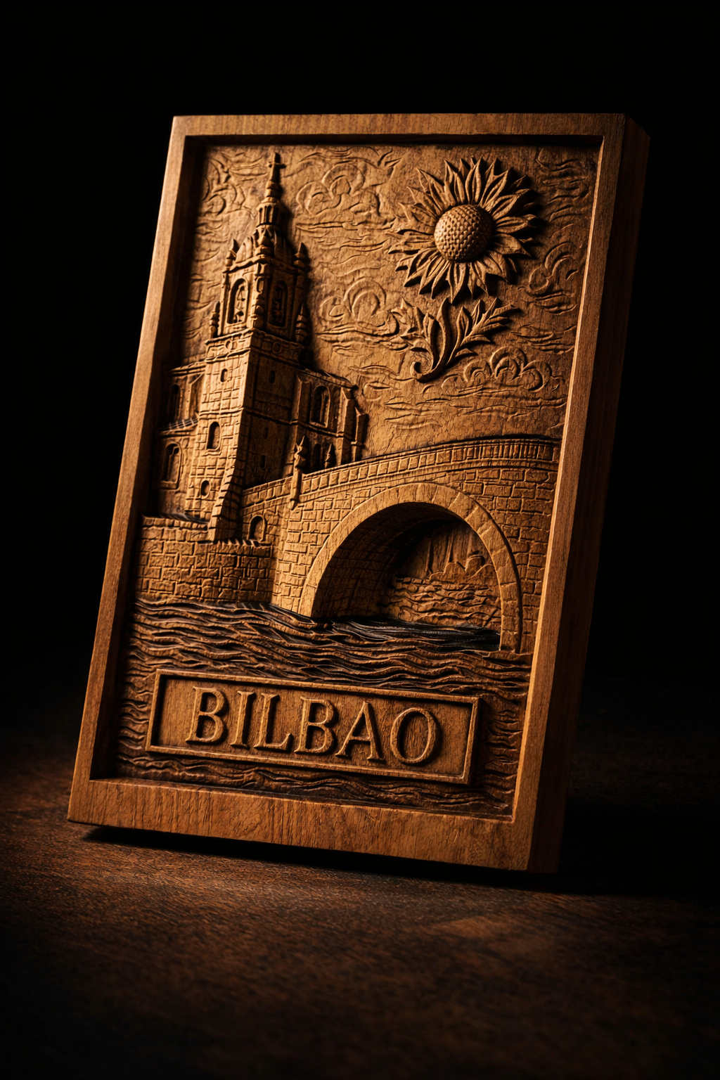 Bilbao Wooden Wall Art | Handmade CNC Wood Carving | Spain Inspired Relief Deco