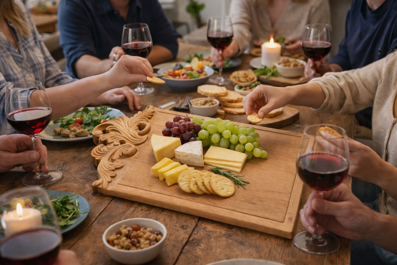 Luxury Beech Wood Serving Board | Handmade CNC Charcuterie Board | Artisan Wooden Serving Tray - Image 9