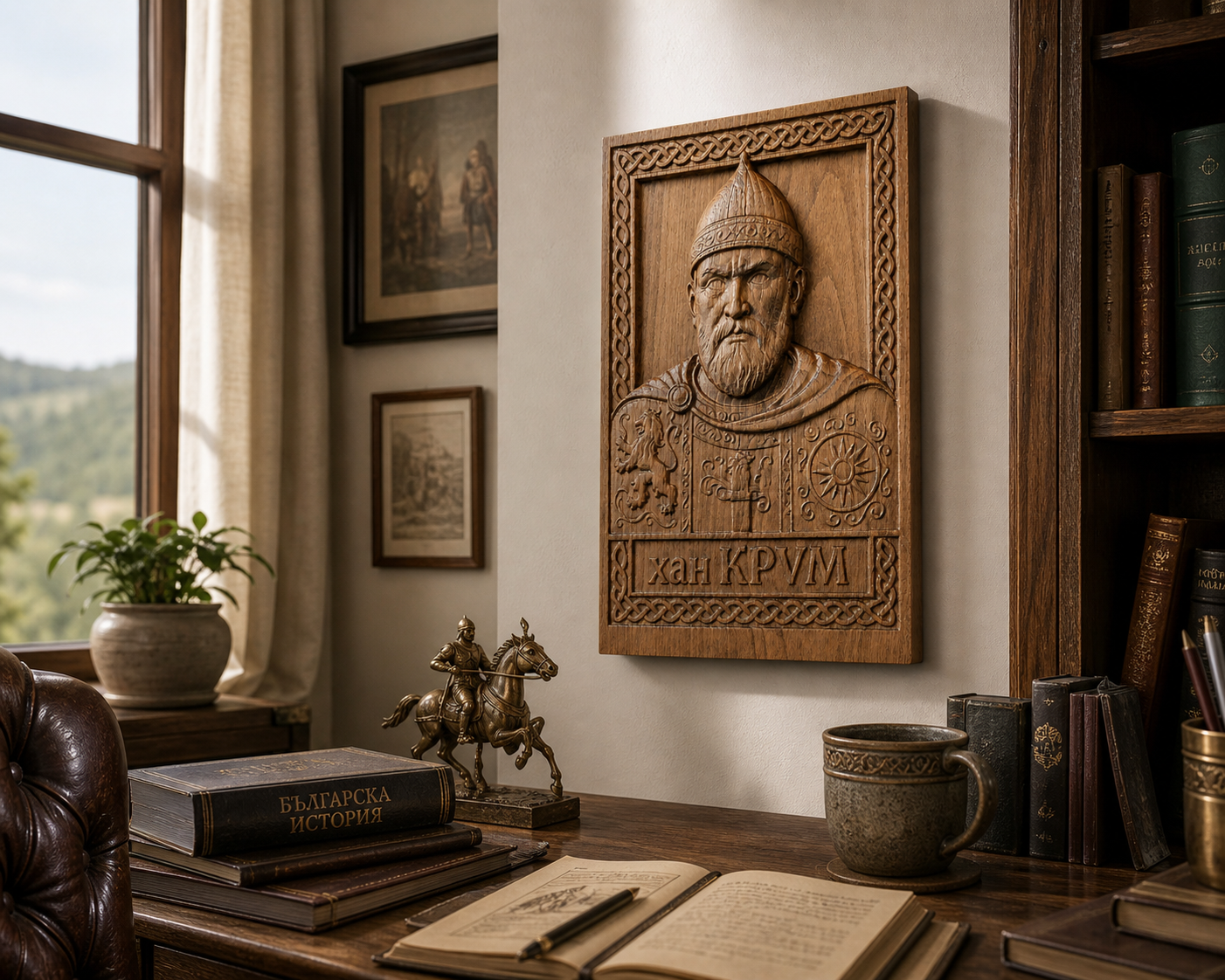 Khan Krum Wood Carving | Bulgarian Historical Wall Art | Handmade Beech Wood Panel - Image 8