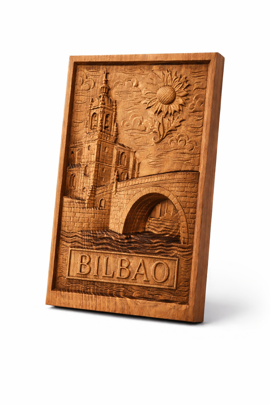 Bilbao Wooden Wall Art | Handmade CNC Wood Carving | Spain Inspired Relief Deco