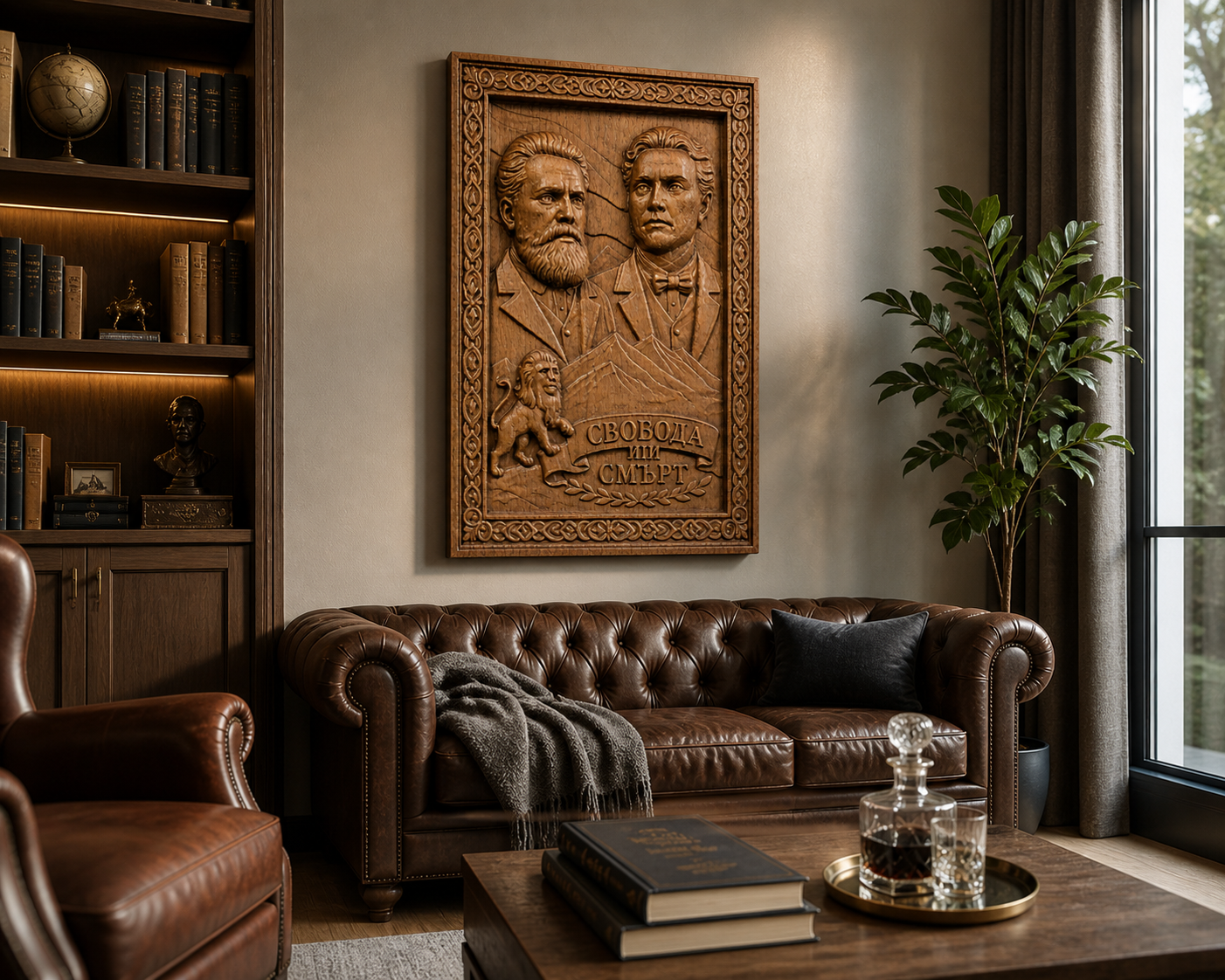 Свобода или Смърт Дърворезба от Масивен Бук | Ботев и Левски | Handmade CNC Wall Art - Image 9