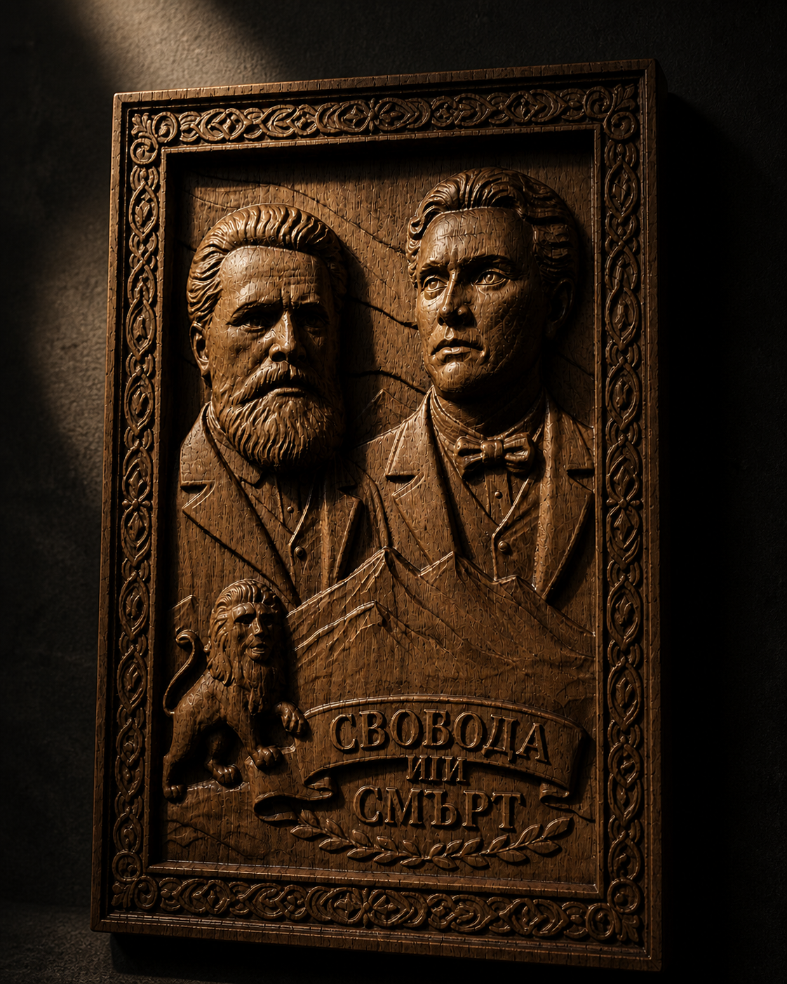 Свобода или Смърт Дърворезба от Масивен Бук | Ботев и Левски | Handmade CNC Wall Art - Image 8