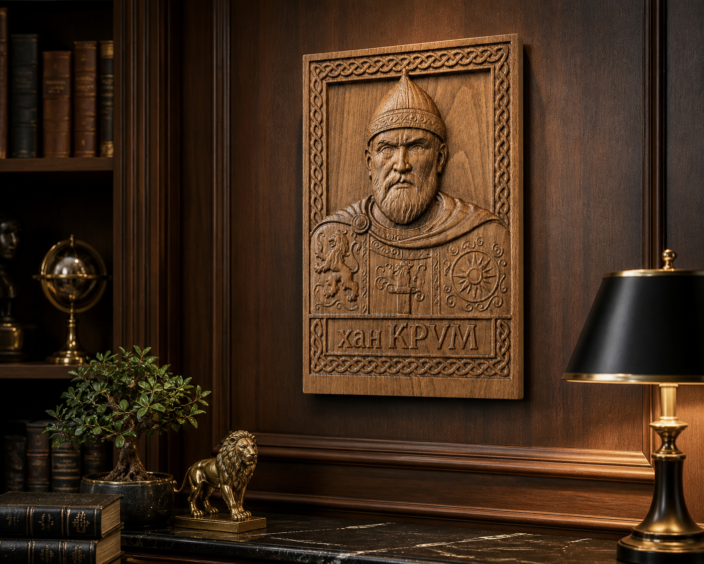 Khan Krum Wood Carving | Bulgarian Historical Wall Art | Handmade Beech Wood Panel - Image 10