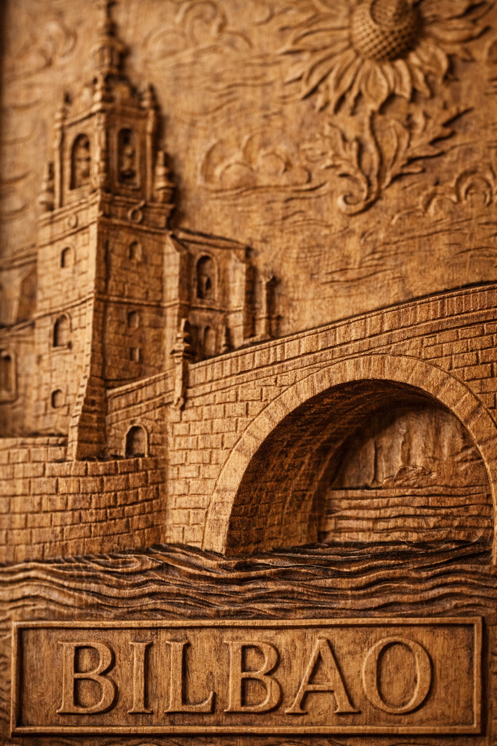 Bilbao Wooden Wall Art | Handmade CNC Wood Carving | Spain Inspired Relief Deco