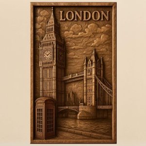 London relief STL model with Big Ben and Tower Bridge