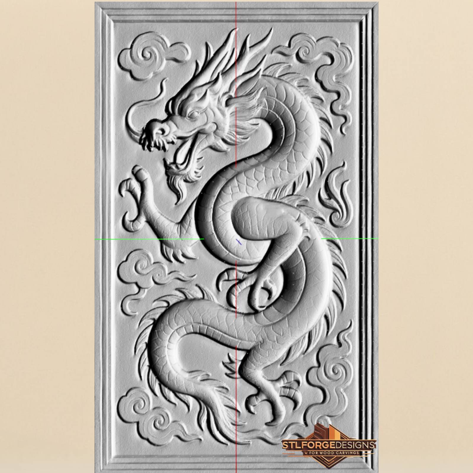 Decorative dragon panel STL file for CNC