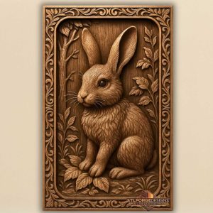 Rabbit STL CNC relief model wood carving