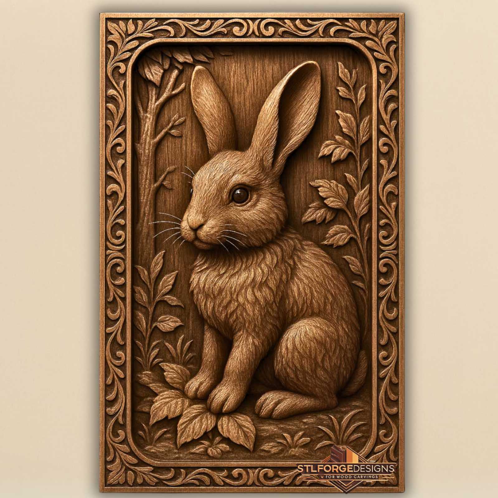 Rabbit STL CNC relief model wood carving