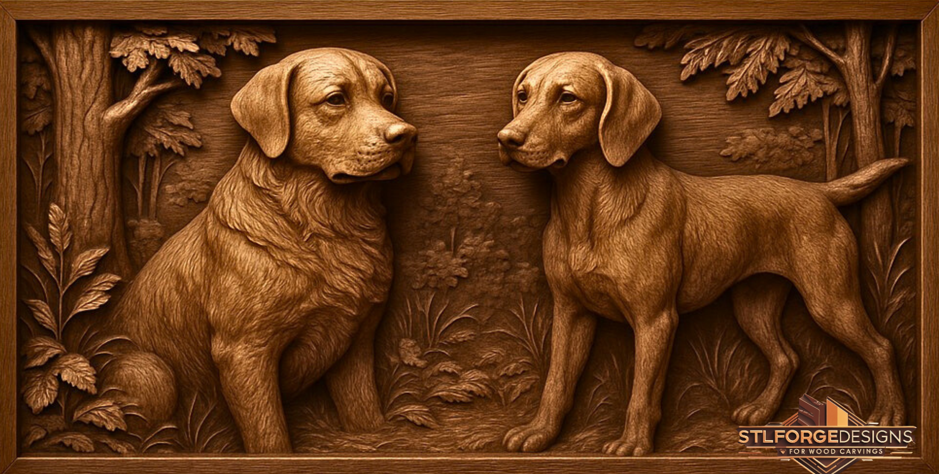 STL File – Dogs 3D Relief | CNC Pet Model | Decorative Wood Panel | Dog STL Design - Image 2