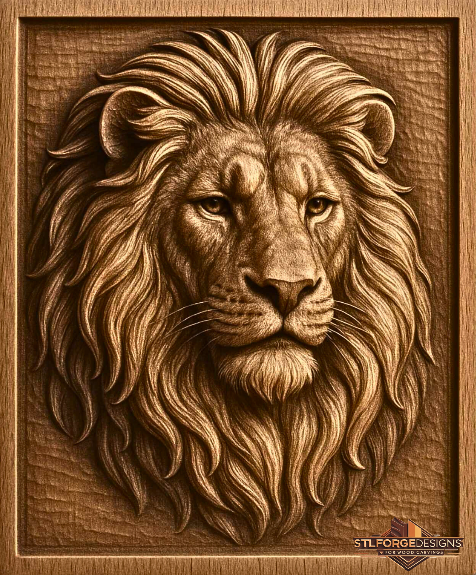 lion head wood carving