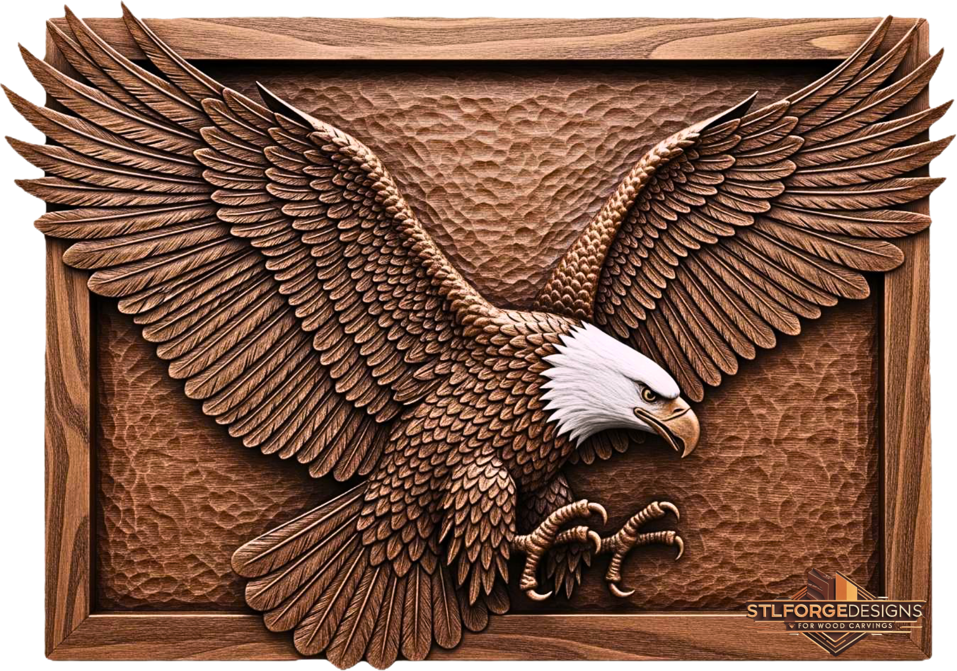 STL File – Eagle 3D Relief | CNC American Eagle Model | Wood Carving Panel | Eagle STL Design - Image 3