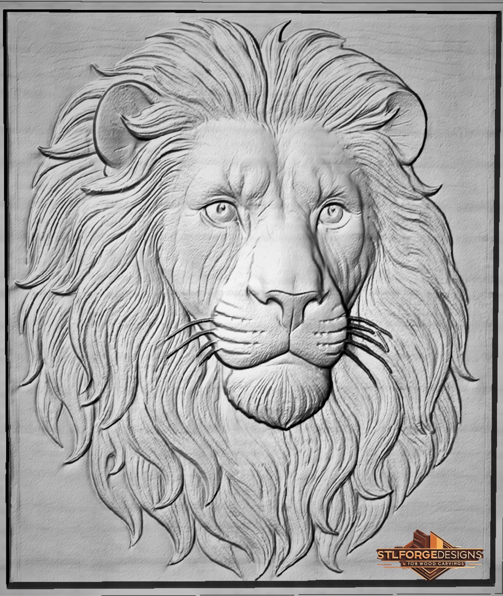 lion head stl relief