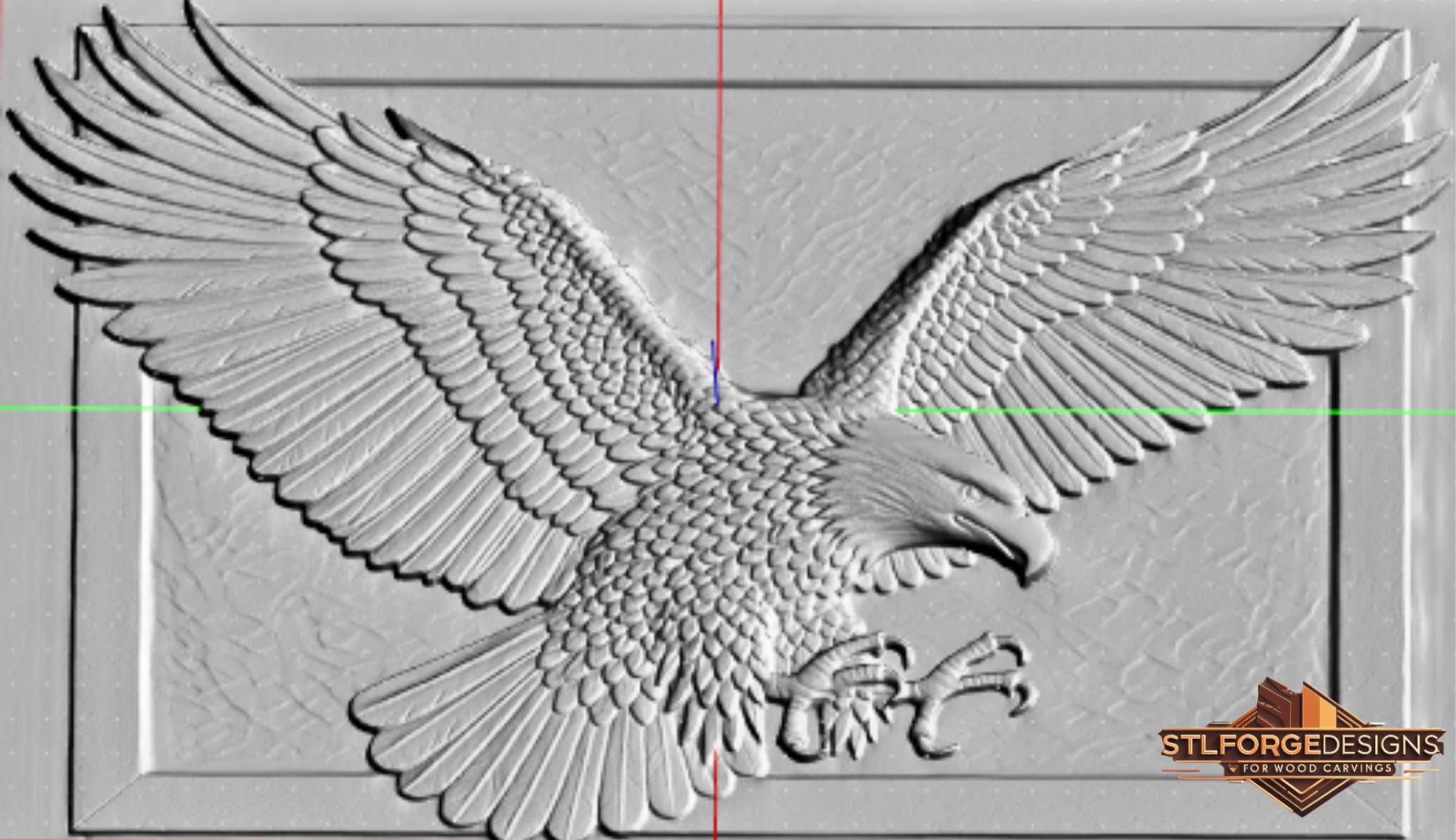 STL File – Eagle 3D Relief | CNC American Eagle Model | Wood Carving Panel | Eagle STL Design - Image 2