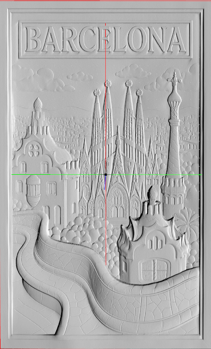 Sagrada Familia wood carving STL relief render