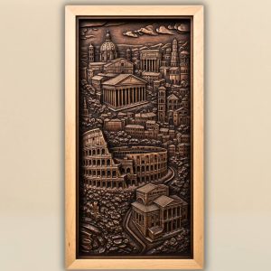 Rome bas relief STL with Colosseum detailed CNC model