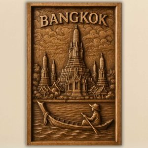 STL модел Банкок с тайландски храм и лодка за CNC машина