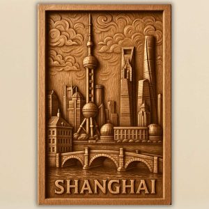 STL Модел Шанхай – 3D Релефен Skyline за CNC Машина