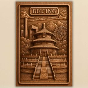 STL Модел Пекин – 3D Релефен Beijing Skyline за CNC Машина
