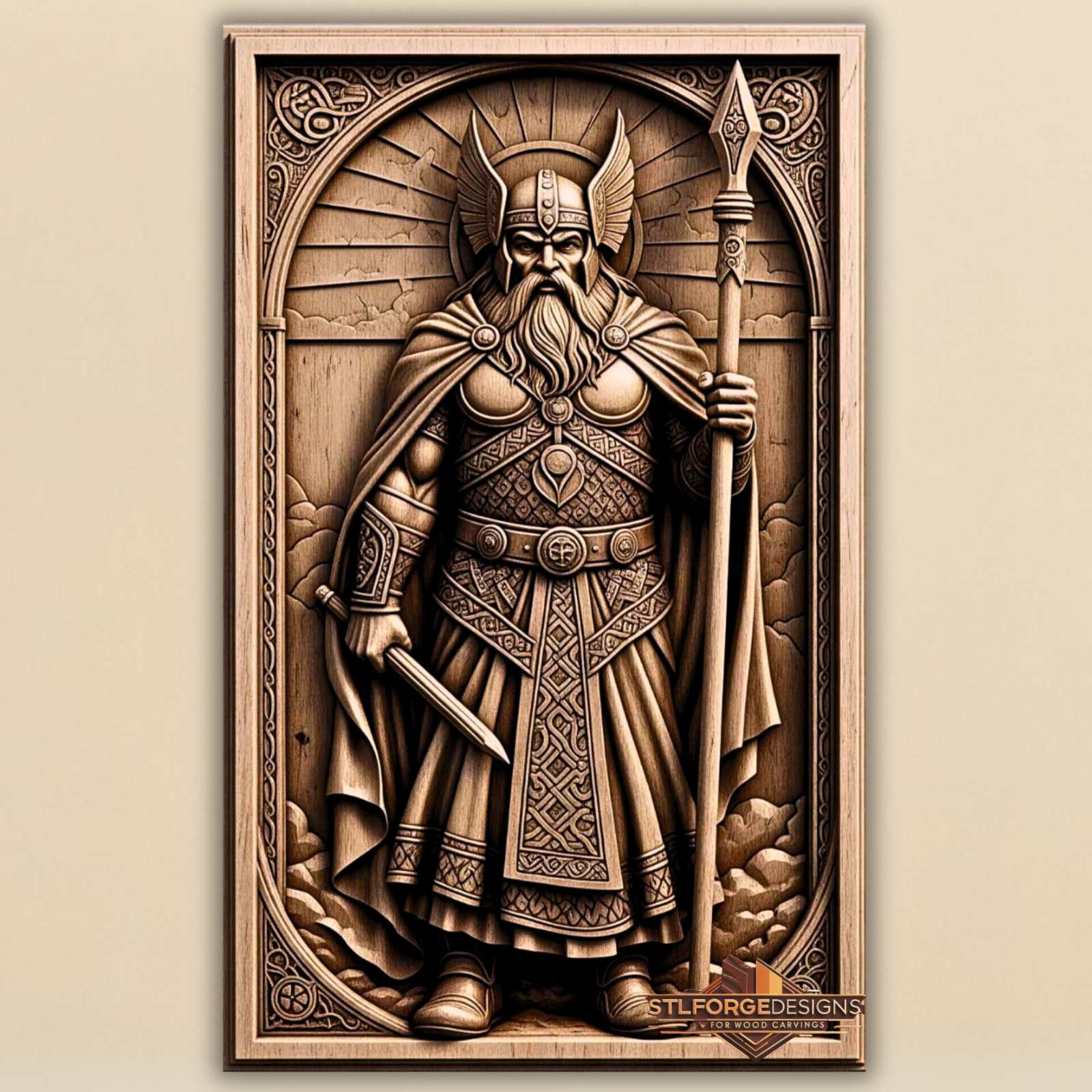 Northern warrior 3D relief STL model for CNC router