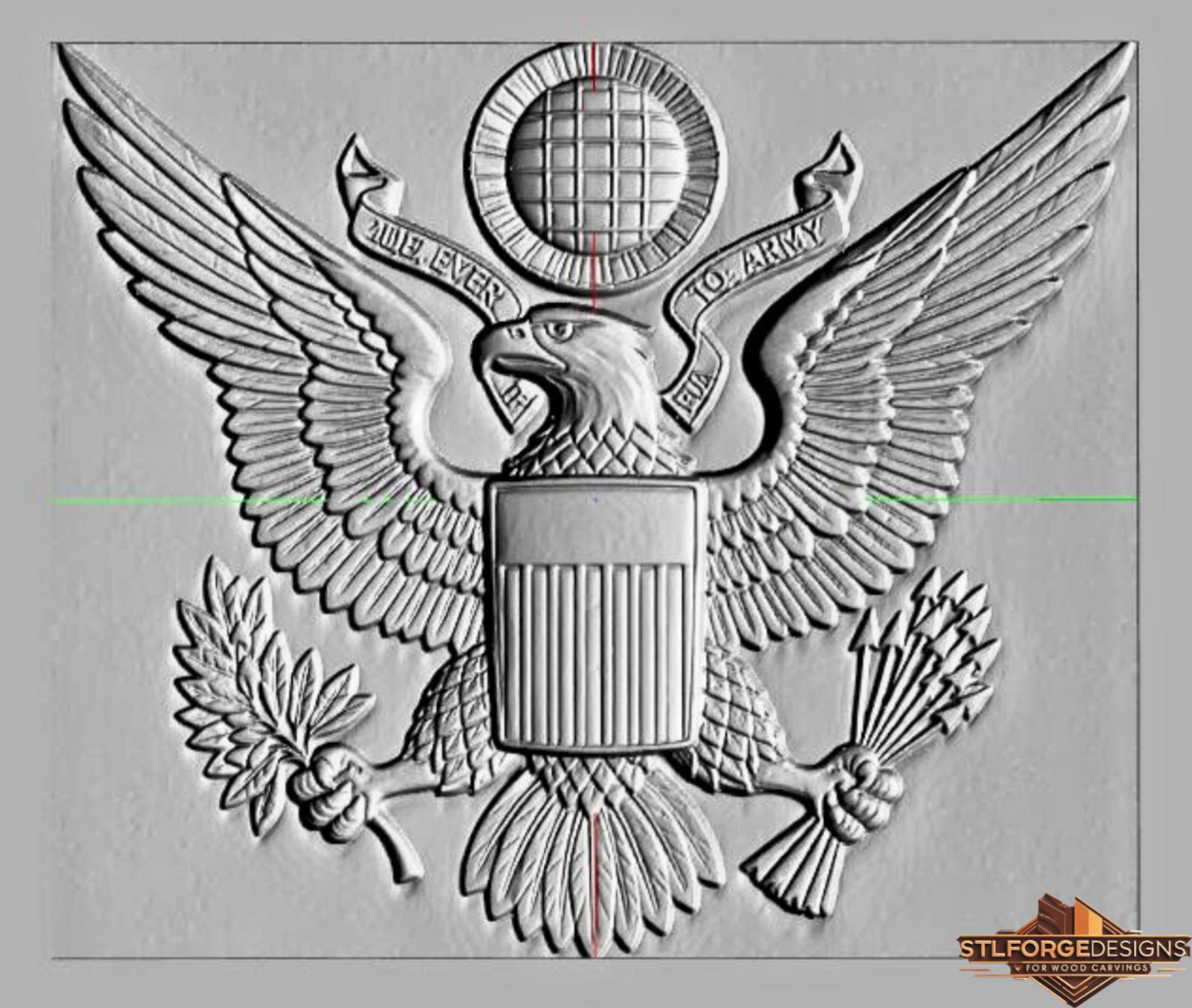 STL файл – Великият печат на САЩ | 3D релеф за CNC | Great Seal USA | Патриотична дърворезба - Image 2