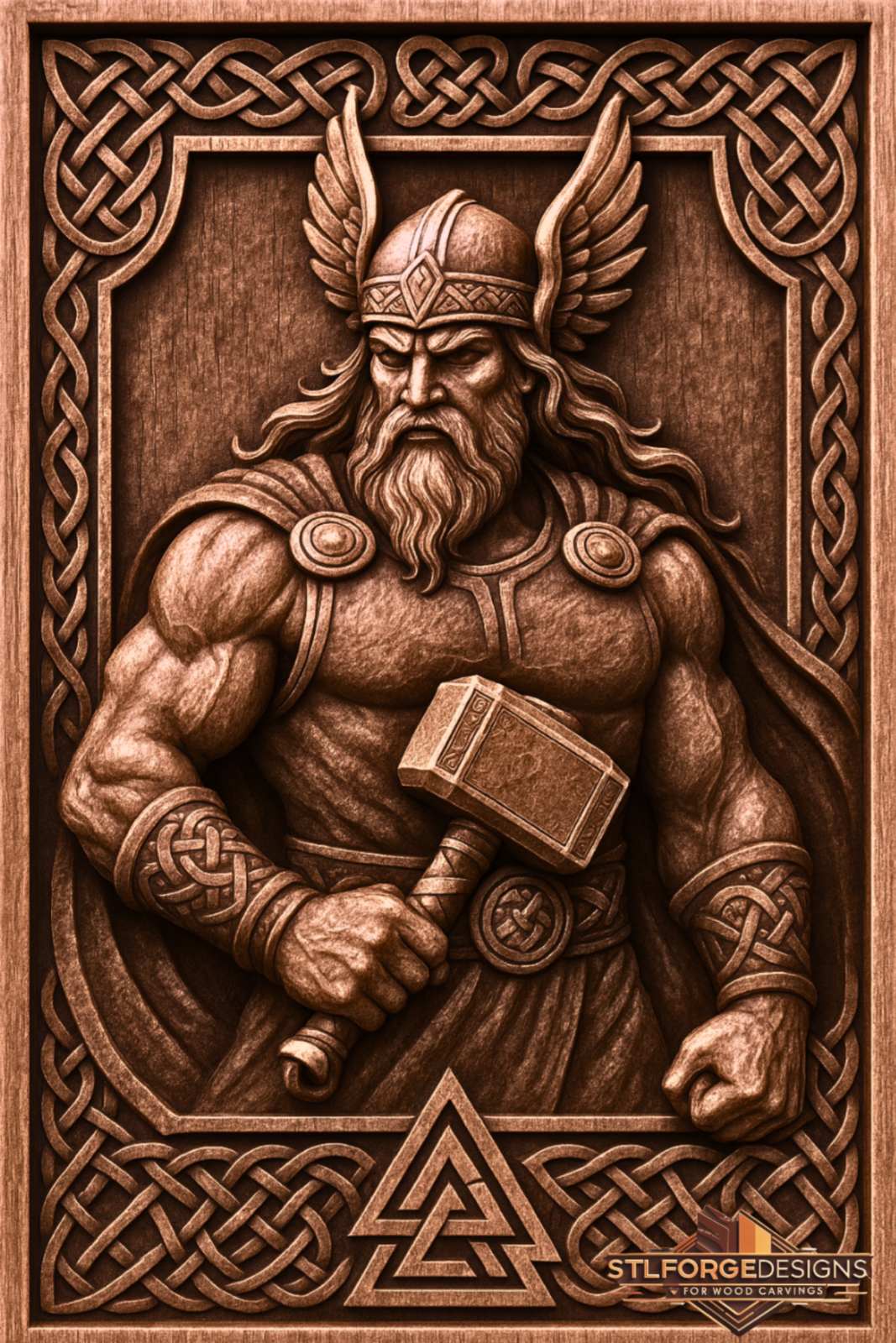 STL файл – Тор Мускулест Воин | 3D релеф за CNC | Norse митология | Викинг дърворезба STL - Image 2