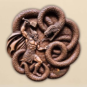 STL file Thor Jormungandr medallion CNC — circular Norse shield medallion format CNC-ready for Aspire ArtCAM Fusion 360