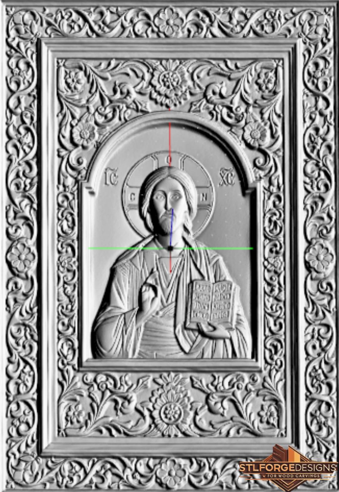 Christ Open Gospel Arch Icon STL File – 3D Relief CNC Wood Carving | Orthodox Jesus Christ Teacher | Religious Wall Panel - Image 3