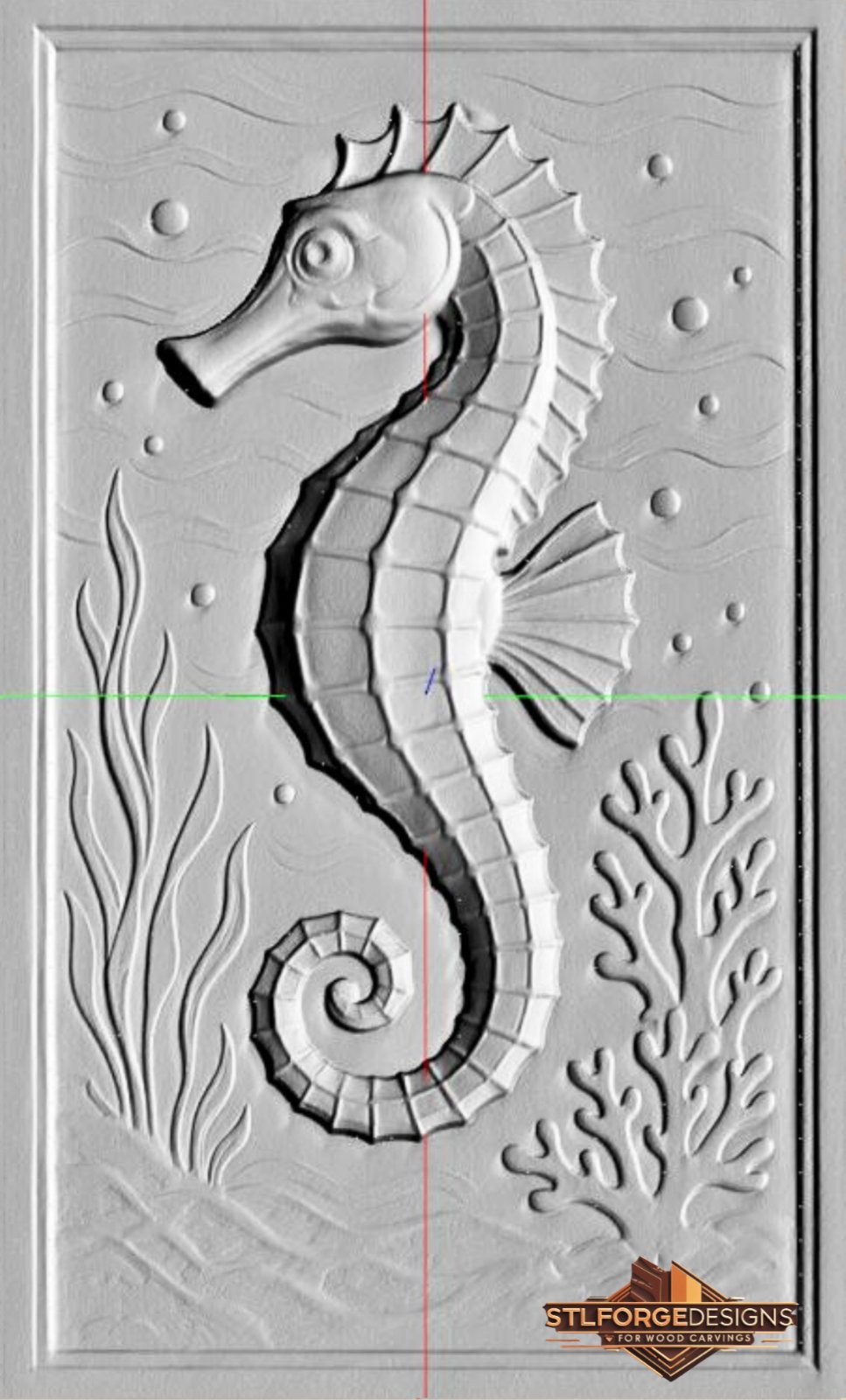 Seahorse STL File – 3D Relief CNC Wood Carving Model | Ocean Wall Panel | Seahorse STL - Image 3
