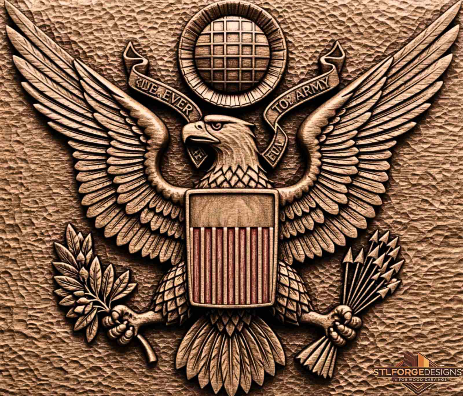 STL файл – Великият печат на САЩ | 3D релеф за CNC | Great Seal USA | Патриотична дърворезба - Image 3