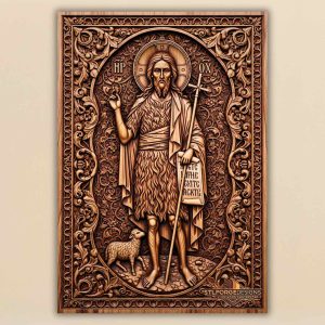 STL file John the Baptist baroque arch CNC — MR OX inscriptions oval arch massive baroque frame Orthodox icon CNC-ready for Aspire ArtCAM Fusion 360